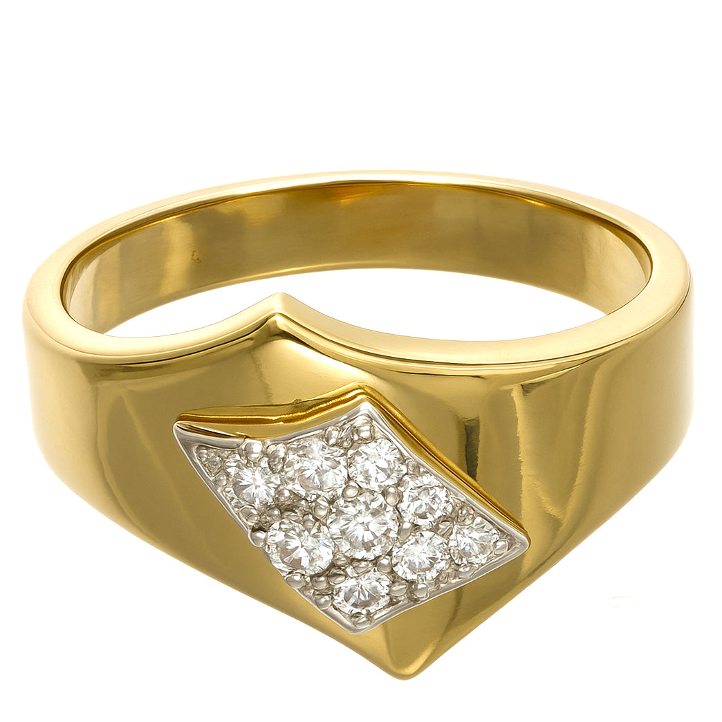 Anello - 18 carati Oro bianco, Oro giallo - 0.18ct. tw. Diamante (Naturale)