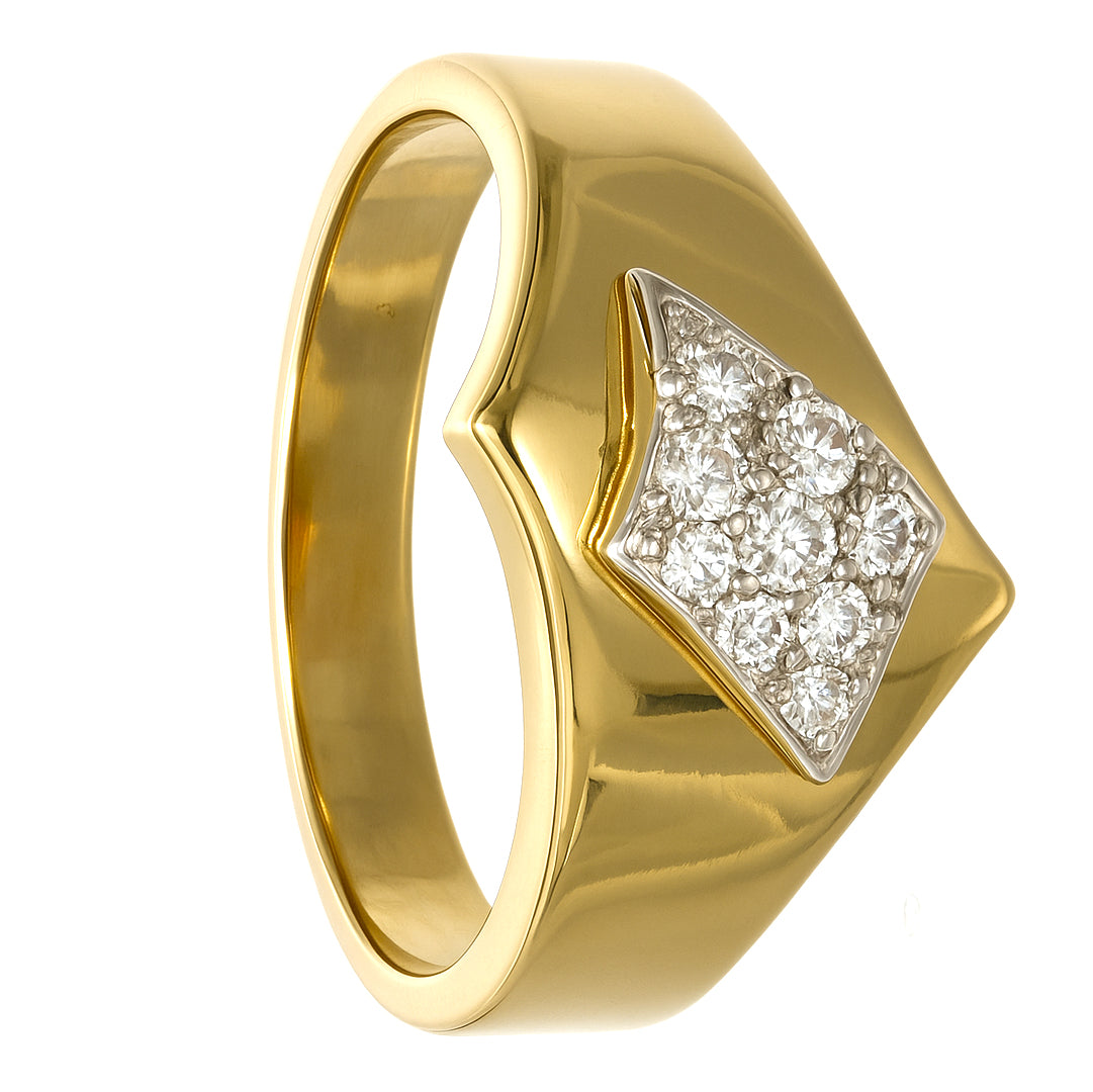 Anello - 18 carati Oro bianco, Oro giallo - 0.18ct. tw. Diamante (Naturale)