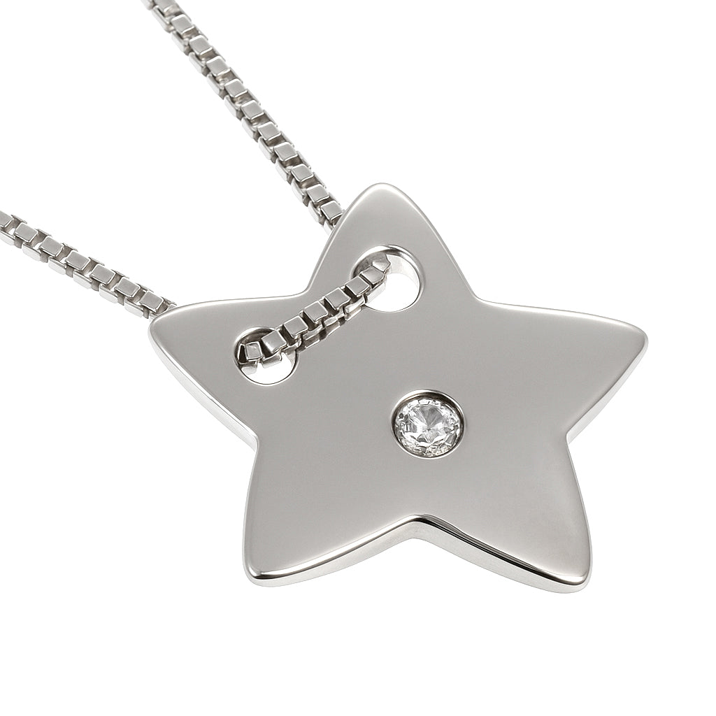 Collana con ciondolo - 18 carati Oro bianco - 0.04ct. tw. Diamante (Naturale)