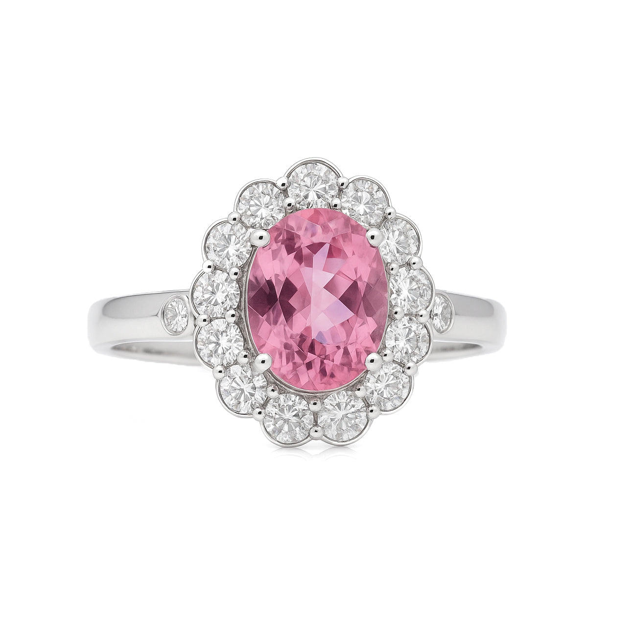 Anello - 18 carati Oro bianco - 1.72ct. tw. Diamante (Naturale) - Tormalina