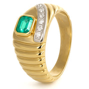 Anello - 18 carati Oro bianco, Oro giallo - 0.28ct. tw. Smeraldo - Diamante