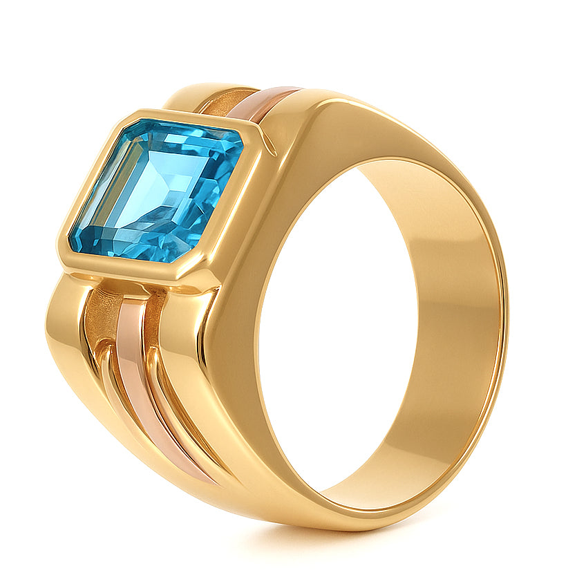 Anello - 18 carati Oro bianco, Oro giallo - 3.35ct. tw. Topazio