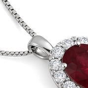 Collana con ciondolo - 18 carati Oro bianco - 1.44ct. tw. Rubino - Diamante