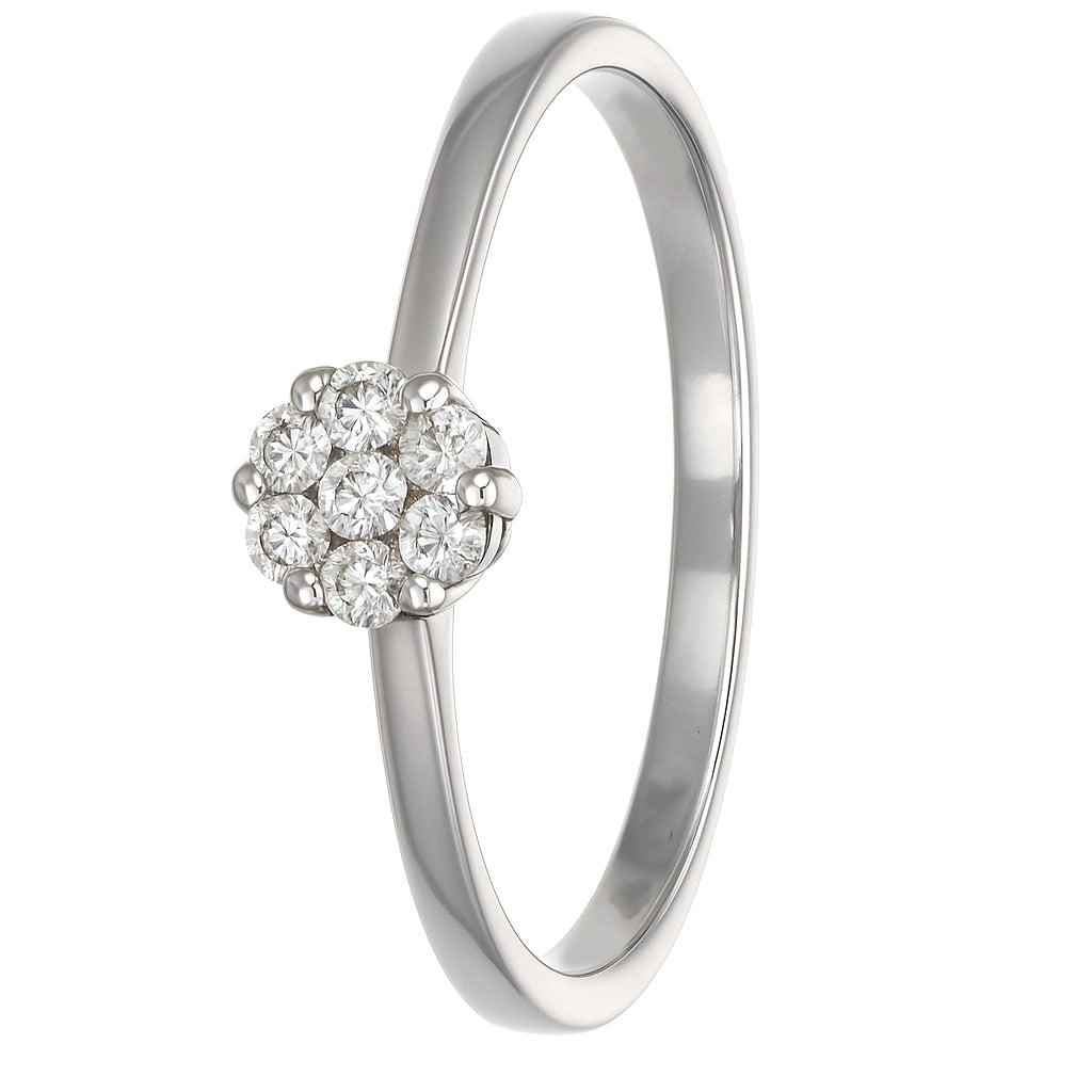 Anello - 18 carati Oro bianco - 0.12ct. tw. Diamante (Naturale)