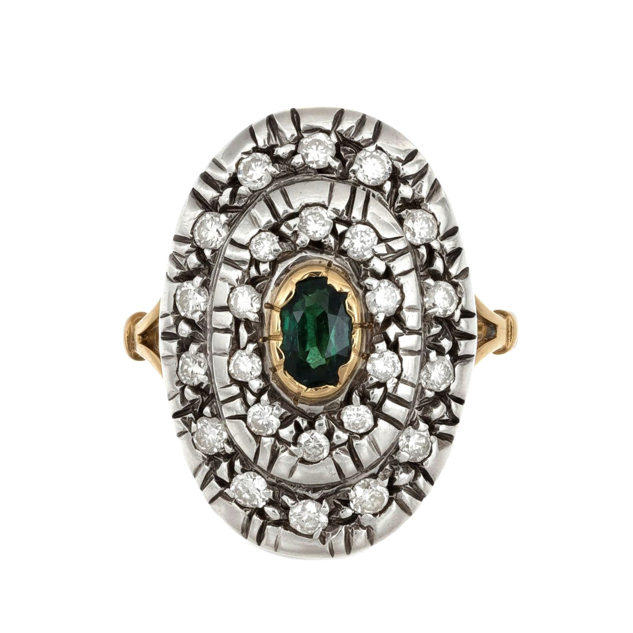 Anello - 18 carati Oro giallo, Argento - 0.98ct. tw. Zaffiro - Diamante