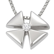 Collana con ciondolo - 18 carati Oro bianco - 0.01ct. tw. Diamante (Naturale)