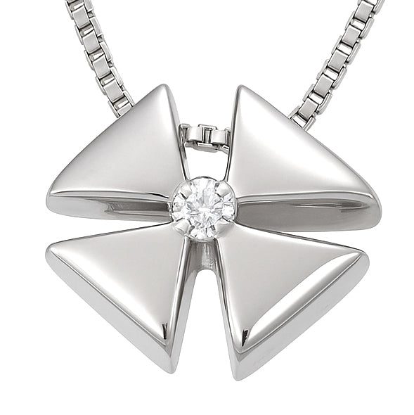 Collana con ciondolo - 18 carati Oro bianco - 0.01ct. tw. Diamante (Naturale)