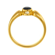 Anello - 18 carati Oro giallo - 0.28ct. tw. Zaffiro - Diamante