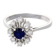 Anello - 18 carati Oro bianco - 0.46ct. tw. Zaffiro - Diamante