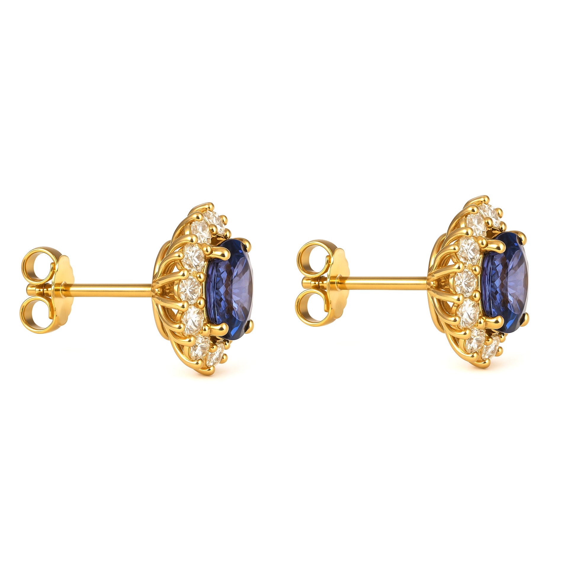 Orecchini - 18 carati Oro giallo - 3.44ct. tw. Tanzanite - Diamante