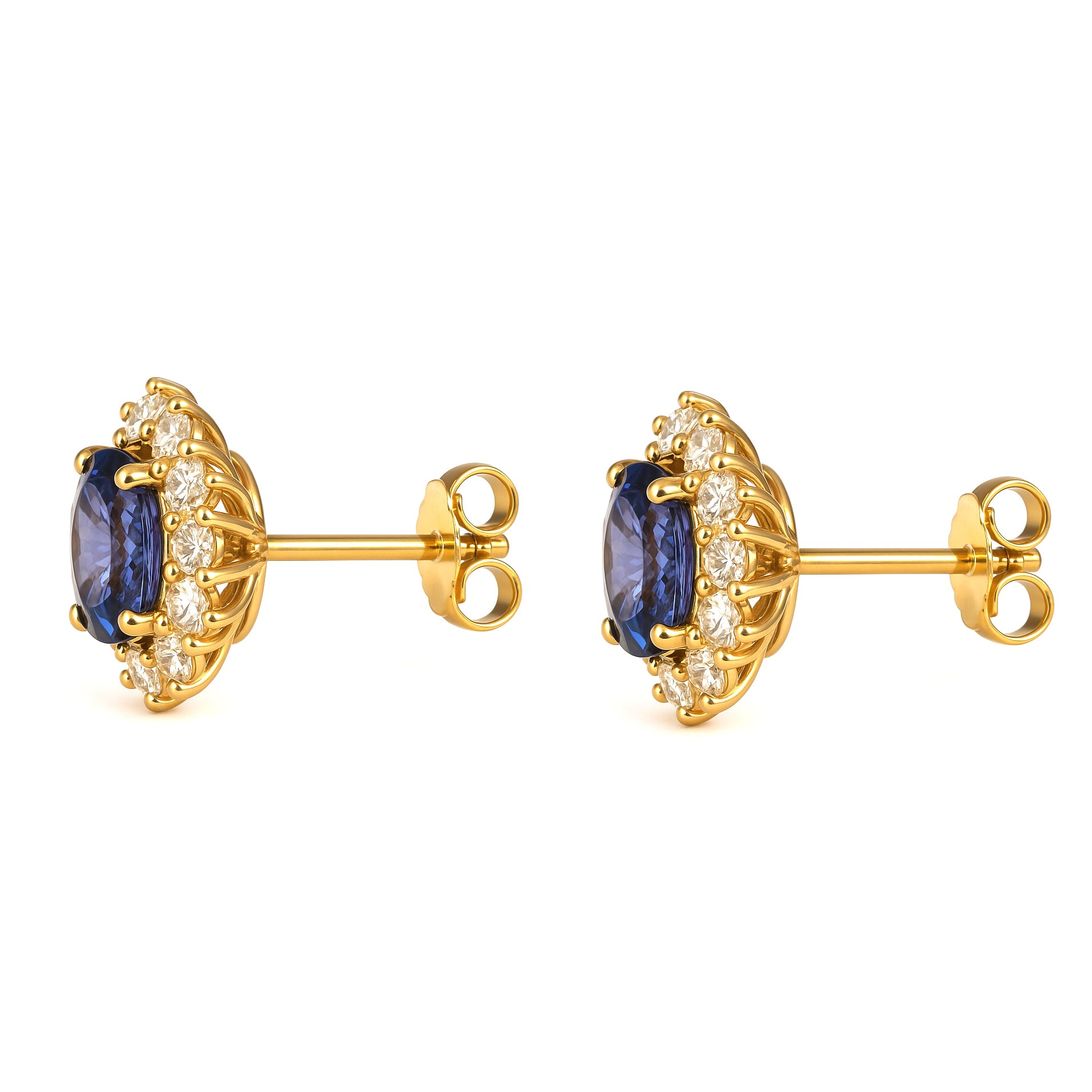 Orecchini - 18 carati Oro giallo - 3.44ct. tw. Tanzanite - Diamante
