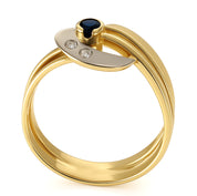 Anello - 18 carati Oro bianco, Oro giallo - 0.20ct. tw. Zaffiro - Diamante