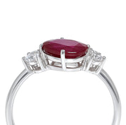 Anello - 18 carati Oro bianco - 1.50ct. tw. Rubino - Diamante