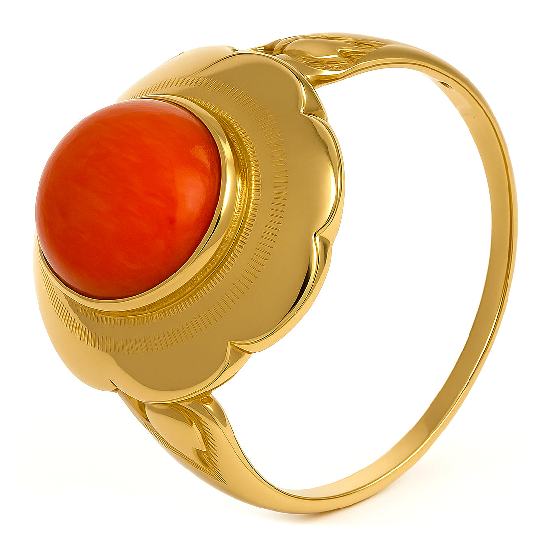Anello - 18 carati Oro giallo Corallo