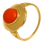 Anello - 18 carati Oro giallo Corallo