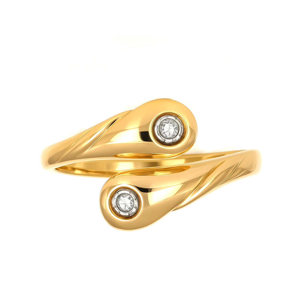 Anello - 18 carati Oro bianco, Oro giallo - 0.02ct. tw. Diamante (Naturale)