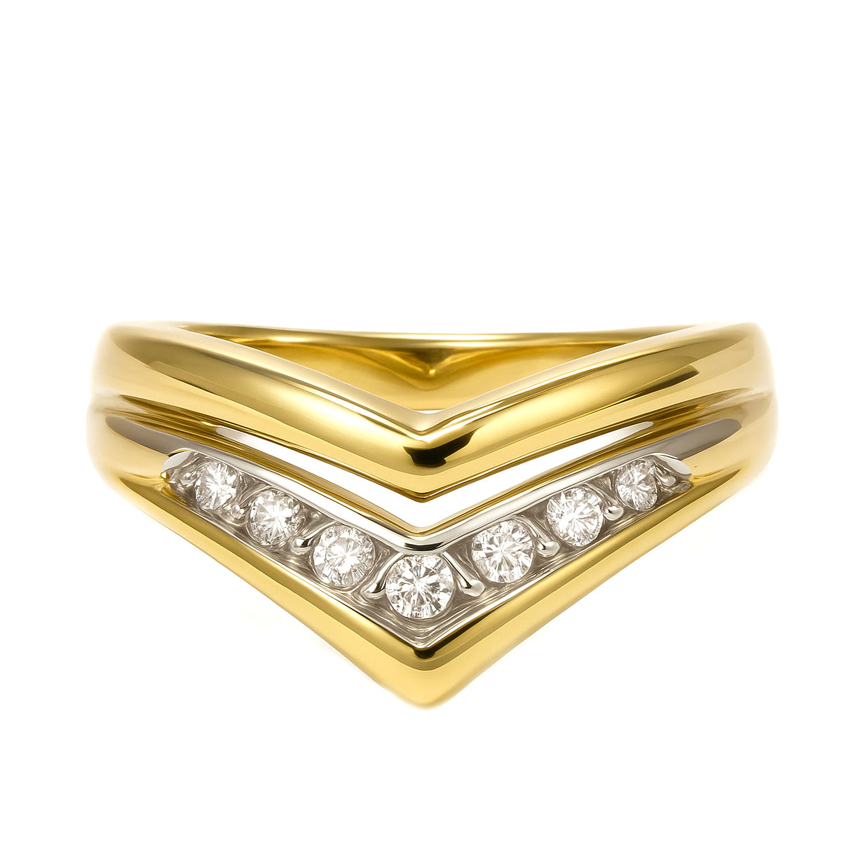 Anello - 18 carati Oro bianco, Oro giallo - 0.105ct. tw. Diamante (Naturale)