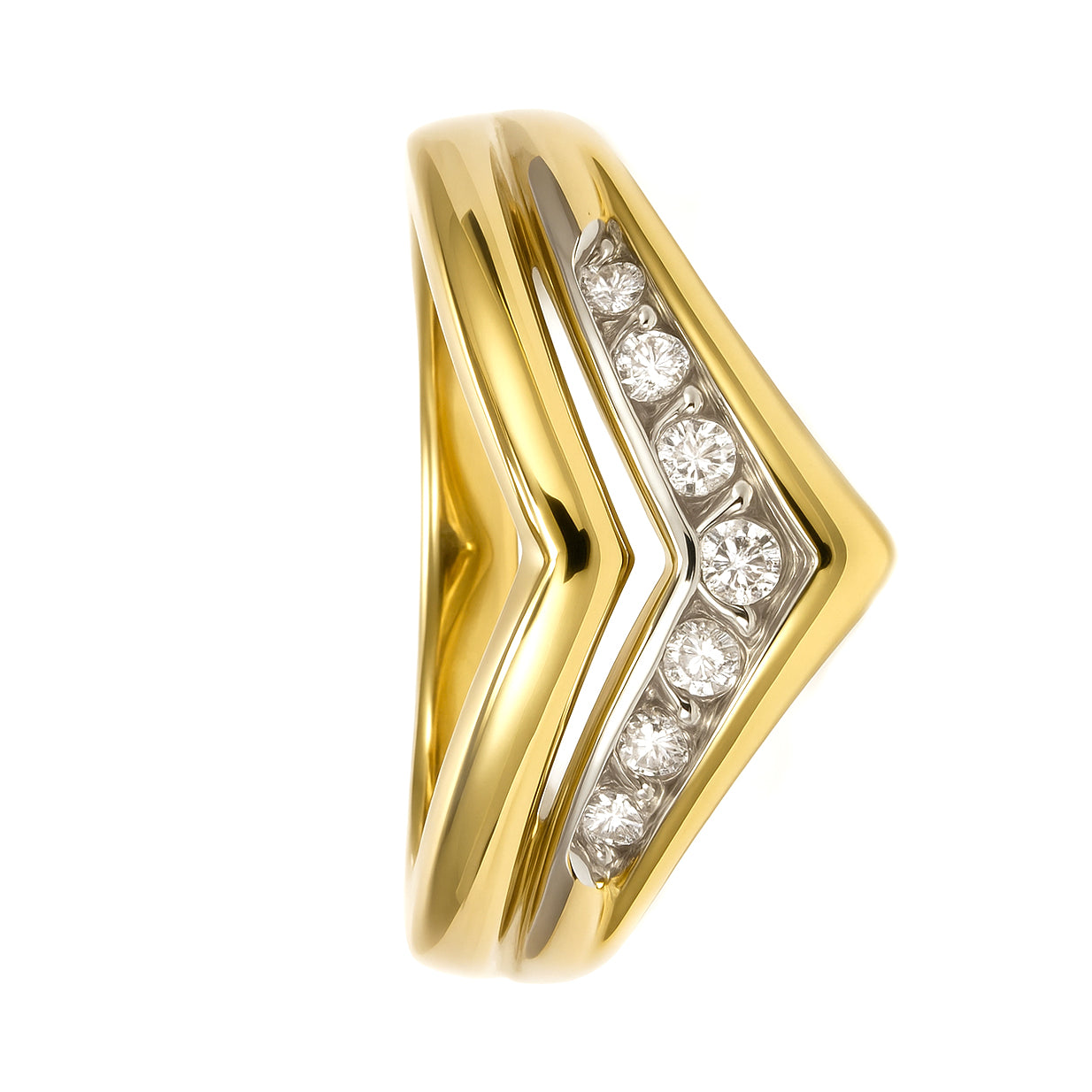 Anello - 18 carati Oro bianco, Oro giallo - 0.105ct. tw. Diamante (Naturale)