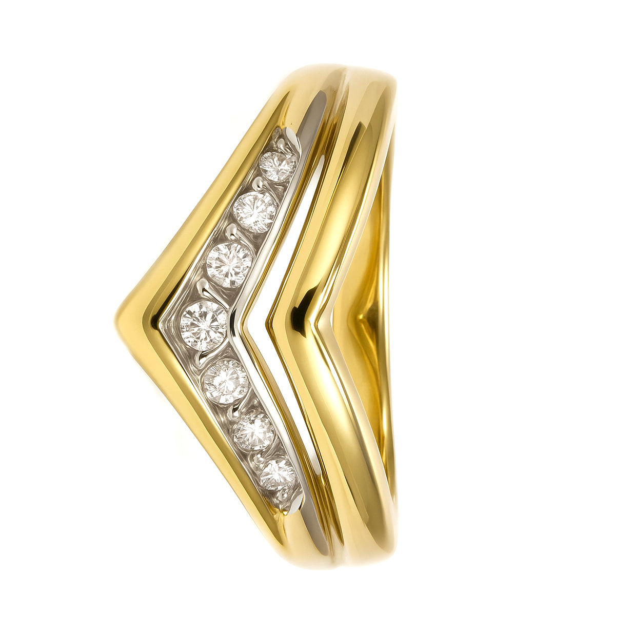 Anello - 18 carati Oro bianco, Oro giallo - 0.105ct. tw. Diamante (Naturale)