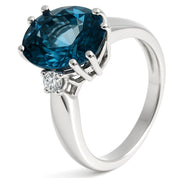 Anello - 18 carati Oro bianco - 5.55ct. tw. Topazio - Diamante