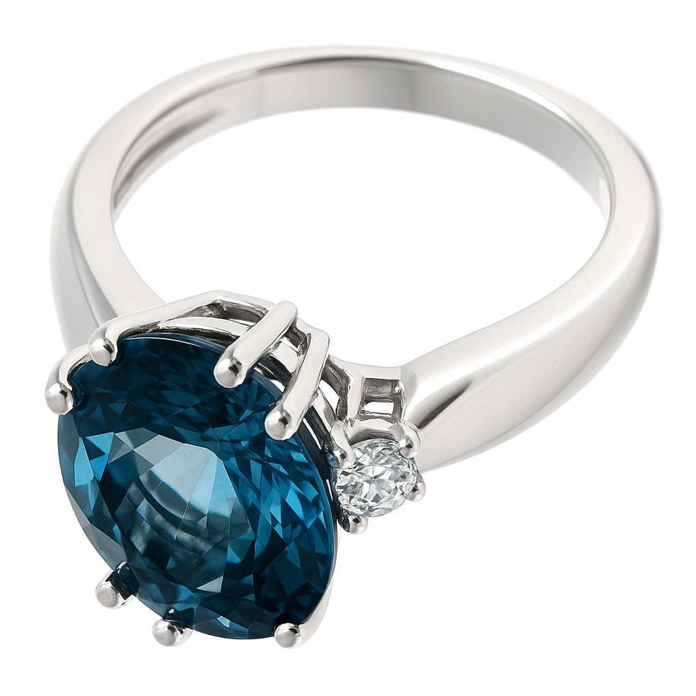 Anello - 18 carati Oro bianco - 5.55ct. tw. Topazio - Diamante