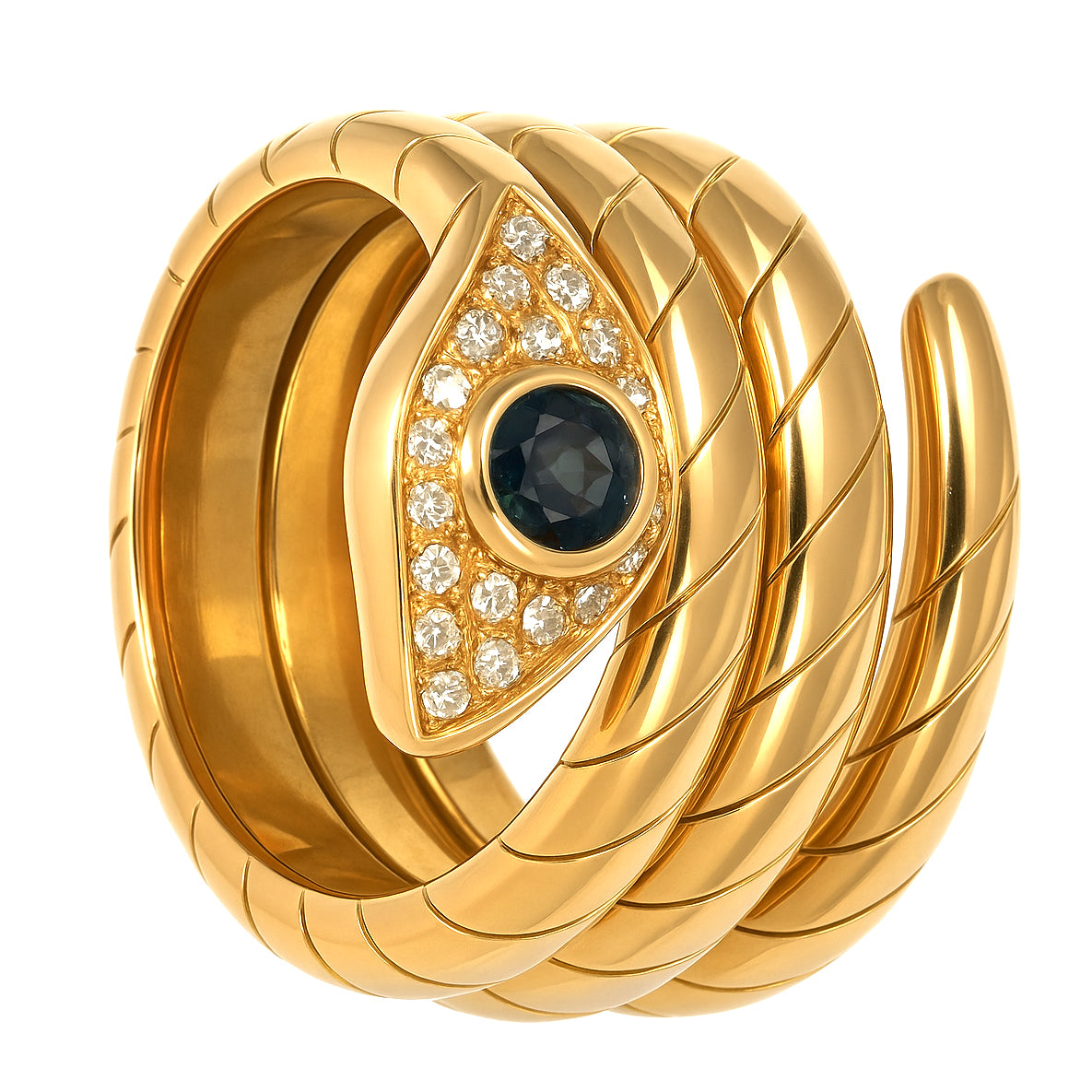 Anello - 18 carati Oro giallo - 0.41ct. tw. Zaffiro - Diamante