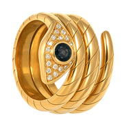 Anello - 18 carati Oro giallo - 0.41ct. tw. Zaffiro - Diamante