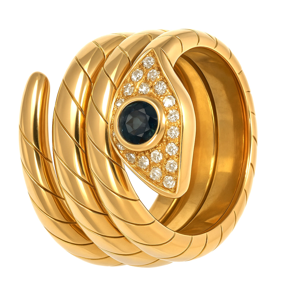 Anello - 18 carati Oro giallo - 0.41ct. tw. Zaffiro - Diamante