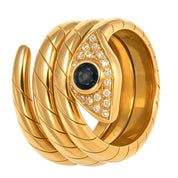 Anello - 18 carati Oro giallo - 0.41ct. tw. Zaffiro - Diamante