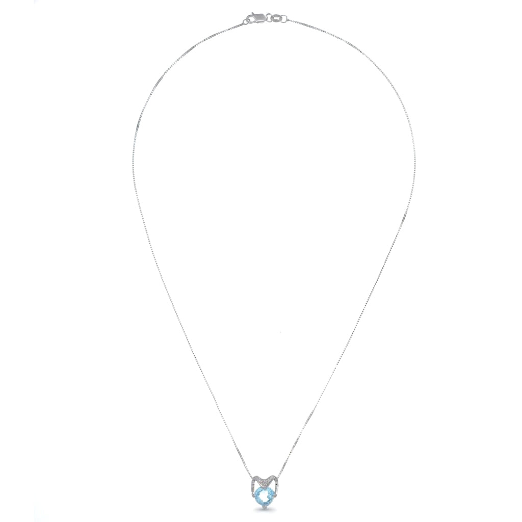 Collana con ciondolo - 18 carati Oro bianco - 0.78ct. tw. Acquamarina - Diamante
