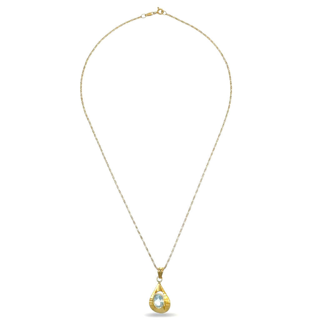 Collana con ciondolo - 18 carati Oro giallo - 1.85ct. tw. Acquamarina
