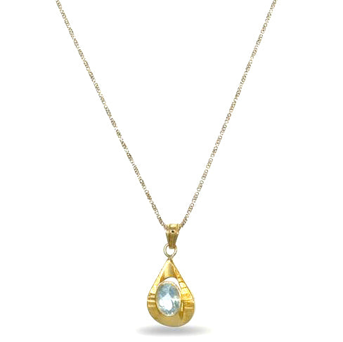 Collana con ciondolo - 18 carati Oro giallo - 1.85ct. tw. Acquamarina