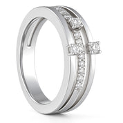 Anello - 18 carati Oro bianco - 0.16ct. tw. Diamante (Naturale)