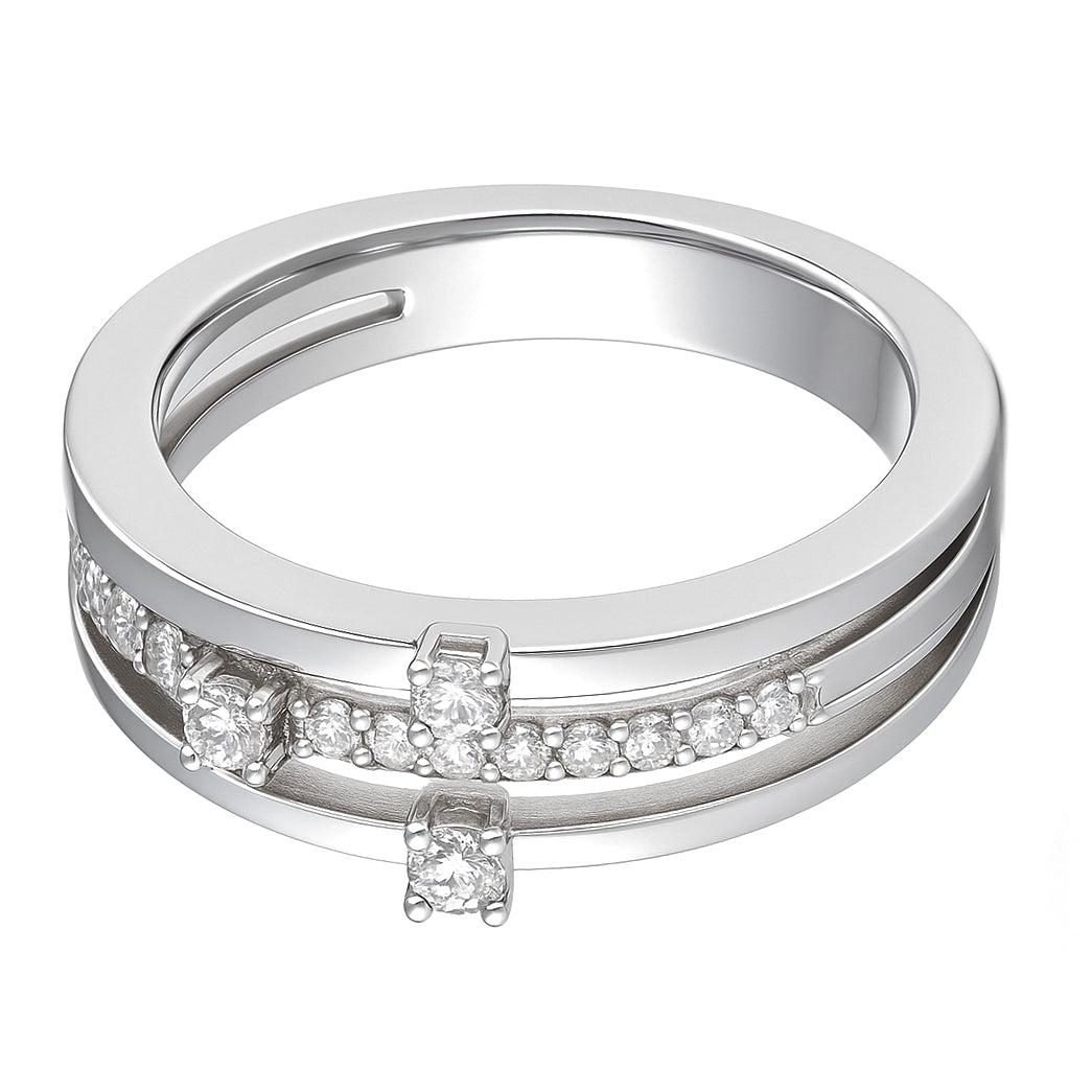 Anello - 18 carati Oro bianco - 0.16ct. tw. Diamante (Naturale)