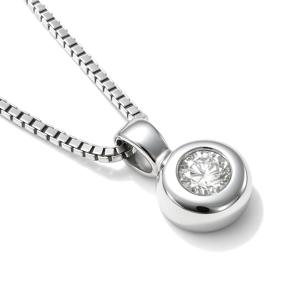 Collana con ciondolo - 18 carati Oro bianco - 0.04ct. tw. Diamante (Naturale)