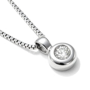 Collana con ciondolo - 18 carati Oro bianco - 0.04ct. tw. Diamante (Naturale)
