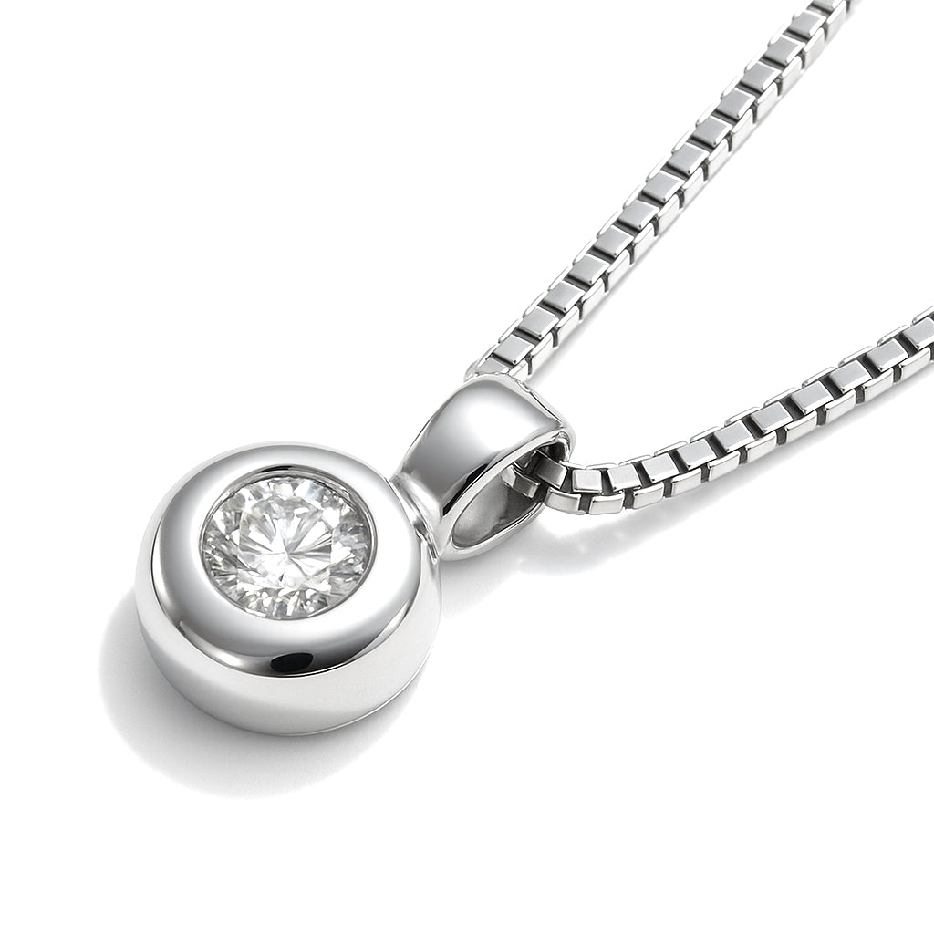 Collana con ciondolo - 18 carati Oro bianco - 0.04ct. tw. Diamante (Naturale)