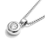 Collana con ciondolo - 18 carati Oro bianco - 0.04ct. tw. Diamante (Naturale)
