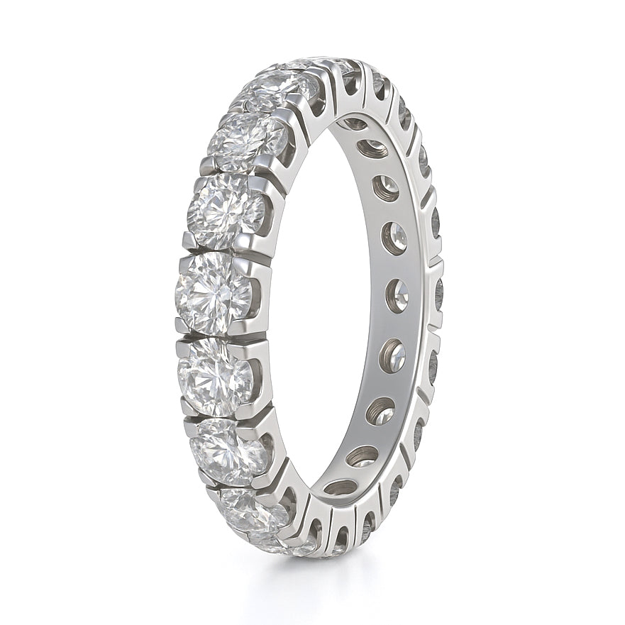 Anello - 18 carati Oro bianco - 3.40ct. tw. Diamante (Naturale)