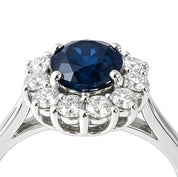 Anello - 18 carati Oro bianco - 1.05ct. tw. Zaffiro - Diamante