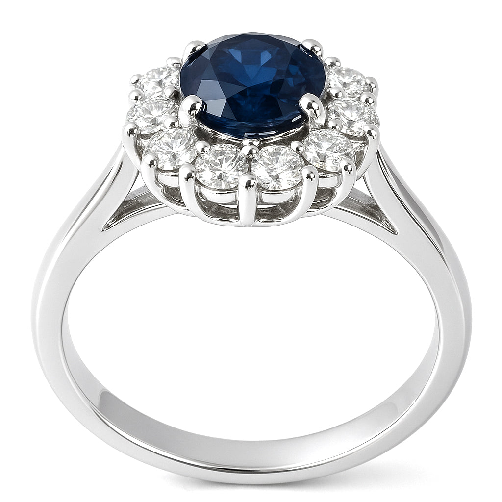 Anello - 18 carati Oro bianco - 1.05ct. tw. Zaffiro - Diamante