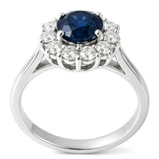 Anello - 18 carati Oro bianco - 1.05ct. tw. Zaffiro - Diamante