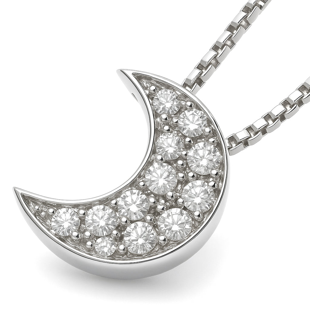 Collana con ciondolo - 18 carati Oro bianco - 0.15ct. tw. Diamante (Naturale)