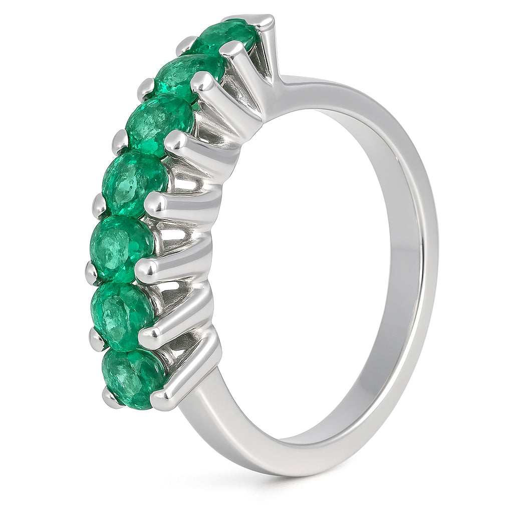 Anello - 18 carati Oro bianco - 1.00ct. tw. Smeraldo