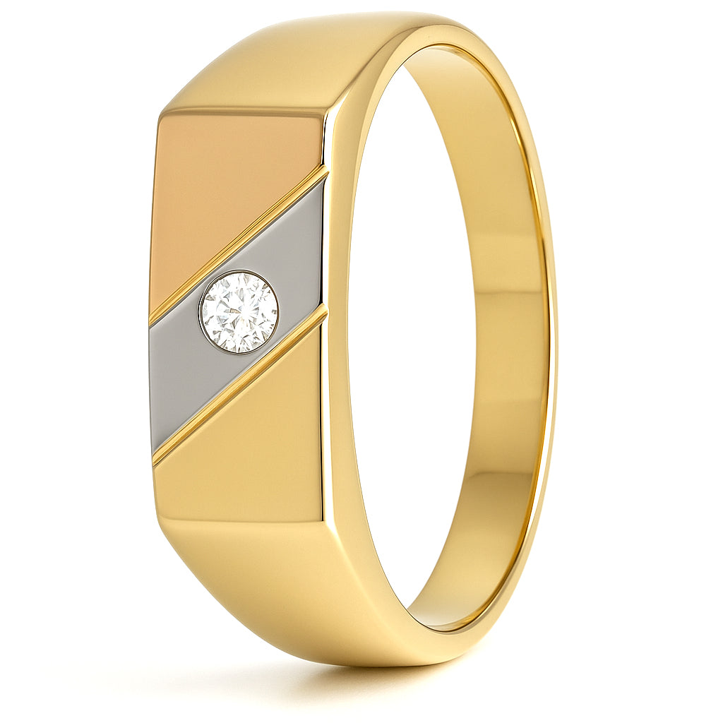 Anello - 18 carati Oro bianco, Oro giallo - 0.03ct. tw. Diamante (Naturale)