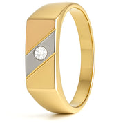 Anello - 18 carati Oro bianco, Oro giallo - 0.03ct. tw. Diamante (Naturale)