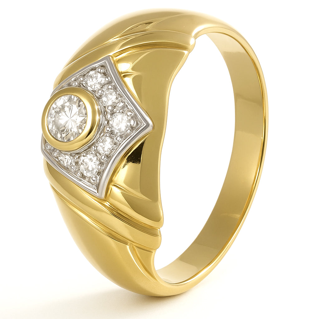 Anello - 18 carati Oro bianco, Oro giallo - 0.30ct. tw. Diamante (Naturale)