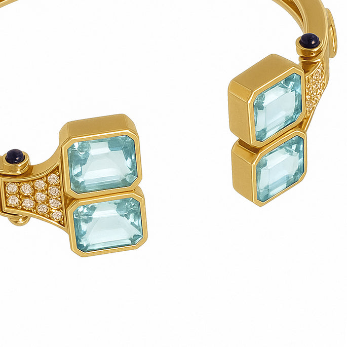 Bracciale - 18 carati Oro giallo, Diamanti 0.33 Ct - Topazi 8.60 Ct -Zaffiri 0.66 Ct - 9.59ct. tw.