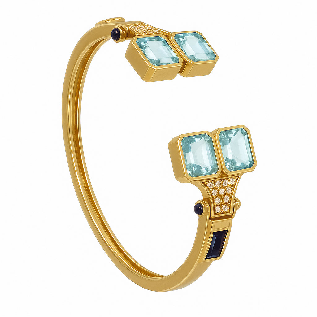 Bracciale - 18 carati Oro giallo, Diamanti 0.33 Ct - Topazi 8.60 Ct -Zaffiri 0.66 Ct - 9.59ct. tw.