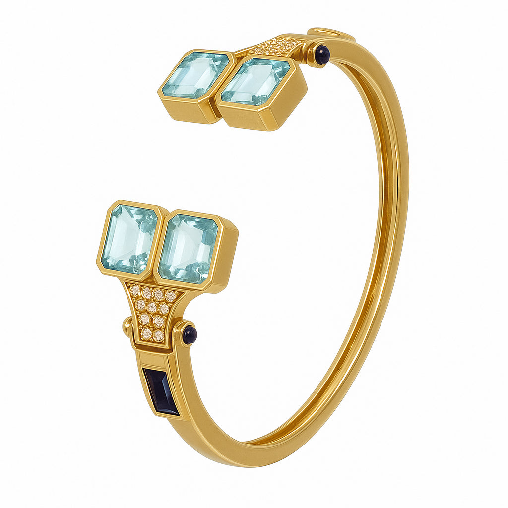 Bracciale - 18 carati Oro giallo, Diamanti 0.33 Ct - Topazi 8.60 Ct -Zaffiri 0.66 Ct - 9.59ct. tw.